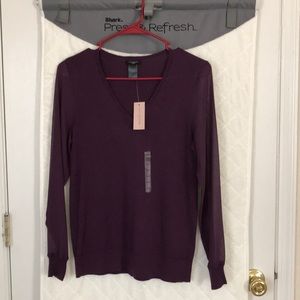 Ann Taylor purple sweater with lacy sleeve